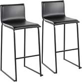 Mara 30" Bar Stool in Black Leatherette & Black Steel (Set of 2)